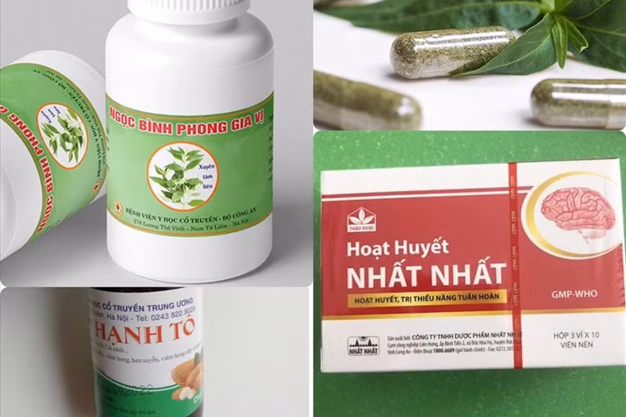 Các sản phẩm thuộc danh mục 12 sản phẩm hỗ trợ điều trị COVID-19. Ảnh: Hương Giang