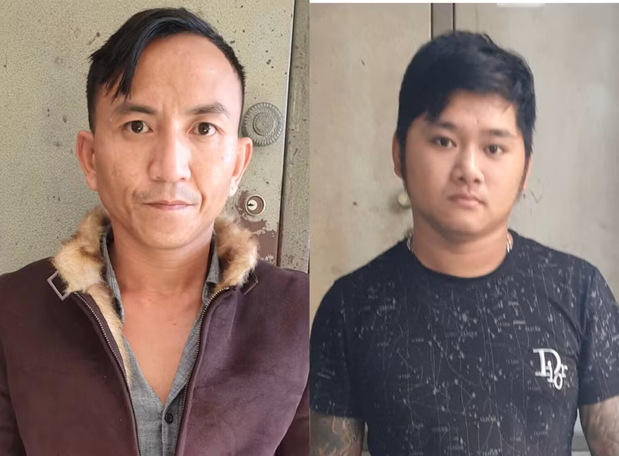 2 đối tượng Sơn (trái) và Duy đã bị tạm giữ hình sự. Ảnh: Văn Ngọc