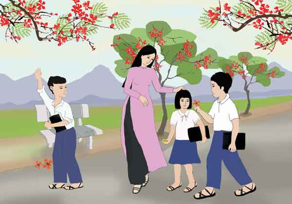 Bâng khuâng tựu trường (GLO)- Mùa hè năm nay trở nên quá dài đối với các bạn học trò quê tôi khi năm học cũ vội vàng kết thúc vì dịch bệnh từ giữa tháng 5. Học trò nghỉ hè cũng chỉ biết quanh quẩn ở nhà hay lên rẫy phụ giúp bố mẹ. Những ngày này, tôi thường nhận được những tin nhắn của trò hỏi thăm khi nào đến trường. Hẳn là các em đã rất nhớ lớp, nhớ thầy cô, bè bạn và mong ngóng ngày tựu trường. Thế là đã tròn 20 năm tôi đứng trên bục giảng. Hai mươi mùa tựu trường nhưng lần nào tôi cũng cảm giác như mới hôm qua, tâm hồn như trẻ mãi cùng bảng đen phấn trắng. Tôi nhớ những câu văn thấm đẫm chất thơ của Thanh Tịnh: “Hằng năm cứ vào cuối thu, lá ngoài đường rụng nhiều và trên không có những đám mây bàng bạc, lòng tôi lại nao nức những kỷ niệm mơn man của buổi tựu trường...”. Mỗi khi đọc đoạn ấy, tôi lại bồi hồi muốn sẻ chia những cảm xúc trong sáng ấy để các em thấy rằng tuổi học trò là đẹp nhất đối với ai đã từng được cắp sách tới trường. Thông lệ, cứ đúng ngày 1-8, thầy cô trở lại trường ngày đầu tiên sau kỳ nghỉ hè. Có năm, chúng tôi thật bất ngờ khi không dặn trước mà học sinh vẫn ùn ùn kéo đến để được biết về tình hình năm học mới. Có lẽ các em còn nôn nao, trông ngóng hơn cả tôi. Sau này, mặc dù có Zalo, Facebook để liên lạc nhưng sợ các em không biết được hết, trước khi tựu trường vài ba ngày, thầy cô vẫn phải vào tận buôn làng nhờ trưởng thôn thông báo. Nhà trường còn cử vài giáo viên chạy xe máy cầm loa tay đi dọc các con đường trong xã để thông báo. Tôi nhớ mãi buổi chiều vui vẻ ấy, thầy cô đi đến đâu, học trò lại rồng rắn đạp xe theo đến đấy, í ới nhắc nhau bằng tiếng địa phương. Tuy nghe lõm bõm được vài từ nhưng tôi cũng hiểu các em đang nói về ngày tựu trường với vẻ mặt đầy hứng khởi. Rồi ngày ấy cũng đến. Học trò diện bộ đồ mới nhất làm sân trường như bừng sáng lên. Gặp lại trò cũ, tôi vui mừng xoa đầu các em mà khen chóng lớn quá. Quả vậy, mới có 3 tháng hè, trông em nào cũng khác hẳn. Các bạn nữ dường như xinh đẹp hơn còn các bạn nam thì rắn rỏi, khỏe khoắn. Trong buổi tựu trường, tôi vẫn thường dành tình cảm của mình cho học trò lớp 6, lớp đầu cấp của bậc THCS. Các em trông đầy vẻ bối rối đáng yêu, rụt rè, túm tụm lại với nhau vì lạ trường, lạ thầy. Em nào cũng hồi hộp, bẽn lẽn khi được gọi tên, khác hẳn vẻ dạn dĩ của các anh chị lớp trên. Công việc đầu tiên sau khi nhận lớp bao giờ cũng là dọn vệ sinh sân trường. Các lớp được chia khu vực để dọn dẹp, chỉ là những việc nhẹ nhàng vừa sức với các em như quét sân, nhổ cỏ. Lớp nào cũng cố làm cho nhanh để được giáo viên chủ nhiệm cho mượn sách giáo khoa. Học sinh trường tôi gần 100% là người dân tộc thiểu số nên các em được mượn sách từ tủ sách dùng chung của nhà trường. Chúng tôi luôn nhắc nhở các em bao bọc, giữ gìn cẩn thận để lớp sau còn dùng. Để bổ sung thêm nguồn sách, khi năm học kết thúc, tôi chủ động xin sách cũ cho các em. Mọi người ủng hộ nhiệt tình, nhất là các bạn tôi ở tận Hà Nội cũng chung tay gom sách gửi vào, có khi còn tặng thêm mấy thùng vở viết hay đồ dùng học tập. Tôi vẫn luôn dặn học trò phải biết trân trọng trước sự sẻ chia đầy ý nghĩa ấy. Năm nay, tựu trường, khai giảng không tập trung học sinh. Lòng tôi cũng đôi chút bâng khuâng. Sẽ không có được cái không khí tưng bừng rộn rã như những năm trước. Nhưng đó là cách tốt nhất để chúng ta cùng nhau phòng tránh dịch bệnh. Nhà trường và thầy cô sẽ có những biện pháp hữu hiệu để truyền tải thông tin trường lớp đến các em học sinh. Năm học mới sắp đến, công tác dạy và học sẽ phải đối mặt với những thách thức mới nhưng cũng đầy hy vọng, sáng tươi. MAI HƯƠNG Minh họa: Huyền Trang