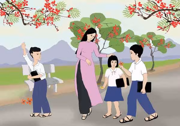 Bâng khuâng tựu trường (GLO)- Mùa hè năm nay trở nên quá dài đối với các bạn học trò quê tôi khi năm học cũ vội vàng kết thúc vì dịch bệnh từ giữa tháng 5. Học trò nghỉ hè cũng chỉ biết quanh quẩn ở nhà hay lên rẫy phụ giúp bố mẹ. Những ngày này, tôi thường nhận được những tin nhắn của trò hỏi thăm khi nào đến trường. Hẳn là các em đã rất nhớ lớp, nhớ thầy cô, bè bạn và mong ngóng ngày tựu trường. Thế là đã tròn 20 năm tôi đứng trên bục giảng. Hai mươi mùa tựu trường nhưng lần nào tôi cũng cảm giác như mới hôm qua, tâm hồn như trẻ mãi cùng bảng đen phấn trắng. Tôi nhớ những câu văn thấm đẫm chất thơ của Thanh Tịnh: “Hằng năm cứ vào cuối thu, lá ngoài đường rụng nhiều và trên không có những đám mây bàng bạc, lòng tôi lại nao nức những kỷ niệm mơn man của buổi tựu trường...”. Mỗi khi đọc đoạn ấy, tôi lại bồi hồi muốn sẻ chia những cảm xúc trong sáng ấy để các em thấy rằng tuổi học trò là đẹp nhất đối với ai đã từng được cắp sách tới trường. Thông lệ, cứ đúng ngày 1-8, thầy cô trở lại trường ngày đầu tiên sau kỳ nghỉ hè. Có năm, chúng tôi thật bất ngờ khi không dặn trước mà học sinh vẫn ùn ùn kéo đến để được biết về tình hình năm học mới. Có lẽ các em còn nôn nao, trông ngóng hơn cả tôi. Sau này, mặc dù có Zalo, Facebook để liên lạc nhưng sợ các em không biết được hết, trước khi tựu trường vài ba ngày, thầy cô vẫn phải vào tận buôn làng nhờ trưởng thôn thông báo. Nhà trường còn cử vài giáo viên chạy xe máy cầm loa tay đi dọc các con đường trong xã để thông báo. Tôi nhớ mãi buổi chiều vui vẻ ấy, thầy cô đi đến đâu, học trò lại rồng rắn đạp xe theo đến đấy, í ới nhắc nhau bằng tiếng địa phương. Tuy nghe lõm bõm được vài từ nhưng tôi cũng hiểu các em đang nói về ngày tựu trường với vẻ mặt đầy hứng khởi. Rồi ngày ấy cũng đến. Học trò diện bộ đồ mới nhất làm sân trường như bừng sáng lên. Gặp lại trò cũ, tôi vui mừng xoa đầu các em mà khen chóng lớn quá. Quả vậy, mới có 3 tháng hè, trông em nào cũng khác hẳn. Các bạn nữ dường như xinh đẹp hơn còn các bạn nam thì rắn rỏi, khỏe khoắn. Trong buổi tựu trường, tôi vẫn thường dành tình cảm của mình cho học trò lớp 6, lớp đầu cấp của bậc THCS. Các em trông đầy vẻ bối rối đáng yêu, rụt rè, túm tụm lại với nhau vì lạ trường, lạ thầy. Em nào cũng hồi hộp, bẽn lẽn khi được gọi tên, khác hẳn vẻ dạn dĩ của các anh chị lớp trên. Công việc đầu tiên sau khi nhận lớp bao giờ cũng là dọn vệ sinh sân trường. Các lớp được chia khu vực để dọn dẹp, chỉ là những việc nhẹ nhàng vừa sức với các em như quét sân, nhổ cỏ. Lớp nào cũng cố làm cho nhanh để được giáo viên chủ nhiệm cho mượn sách giáo khoa. Học sinh trường tôi gần 100% là người dân tộc thiểu số nên các em được mượn sách từ tủ sách dùng chung của nhà trường. Chúng tôi luôn nhắc nhở các em bao bọc, giữ gìn cẩn thận để lớp sau còn dùng. Để bổ sung thêm nguồn sách, khi năm học kết thúc, tôi chủ động xin sách cũ cho các em. Mọi người ủng hộ nhiệt tình, nhất là các bạn tôi ở tận Hà Nội cũng chung tay gom sách gửi vào, có khi còn tặng thêm mấy thùng vở viết hay đồ dùng học tập. Tôi vẫn luôn dặn học trò phải biết trân trọng trước sự sẻ chia đầy ý nghĩa ấy. Năm nay, tựu trường, khai giảng không tập trung học sinh. Lòng tôi cũng đôi chút bâng khuâng. Sẽ không có được cái không khí tưng bừng rộn rã như những năm trước. Nhưng đó là cách tốt nhất để chúng ta cùng nhau phòng tránh dịch bệnh. Nhà trường và thầy cô sẽ có những biện pháp hữu hiệu để truyền tải thông tin trường lớp đến các em học sinh. Năm học mới sắp đến, công tác dạy và học sẽ phải đối mặt với những thách thức mới nhưng cũng đầy hy vọng, sáng tươi. MAI HƯƠNG Minh họa: Huyền Trang