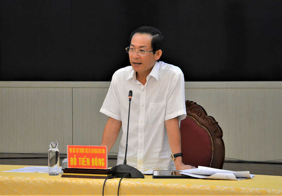  Phó Chủ tịch Thường trực UBND tỉnh Đỗ Tiến Đông phát biểu tại cuộc họp. Ảnh: Phương Linh