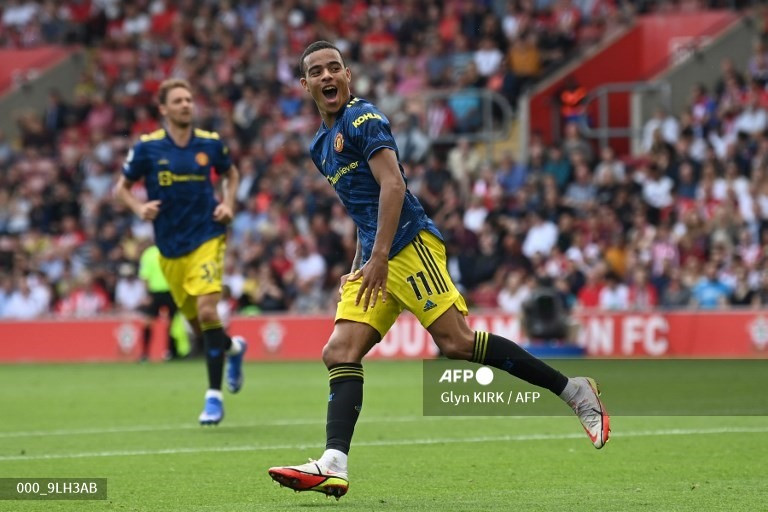 Greenwood ghi bàn gỡ hòa cho Man United. Ảnh: AFP