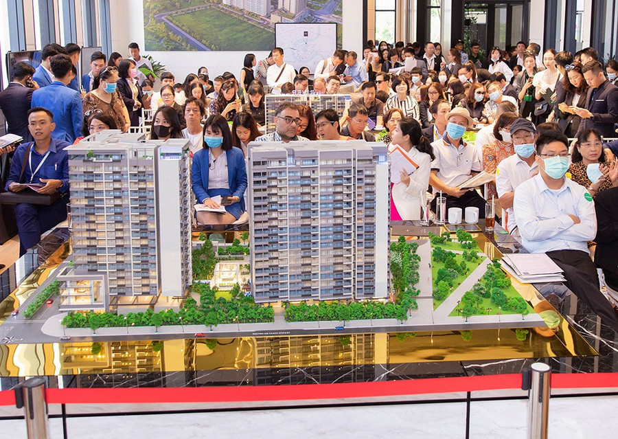 Một sự kiện mở bán căn hộ tại Bình Dương vào tháng 7.2020. Ảnh: Đình Sơn