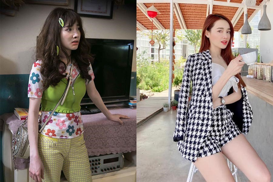 Trong “Cây táo nở hoa”, Nhã Phương vào vai Báu, em gái của Ngọc. Đây được coi là vai diễn lột xác của Nhã Phương từ ngoại hình đến tính cách, giúp cô nhận được nhiều lời khen từ khán giả. Ở nửa đầu phim, Báu thường xuất hiện với những tạo hình loè loẹt không giống ai, tính cách đanh đá nhưng ẩn sâu bên trong là một cô gái cũng khao khát được xây dựng hạnh phúc gia đình. Ảnh: NVCC. 