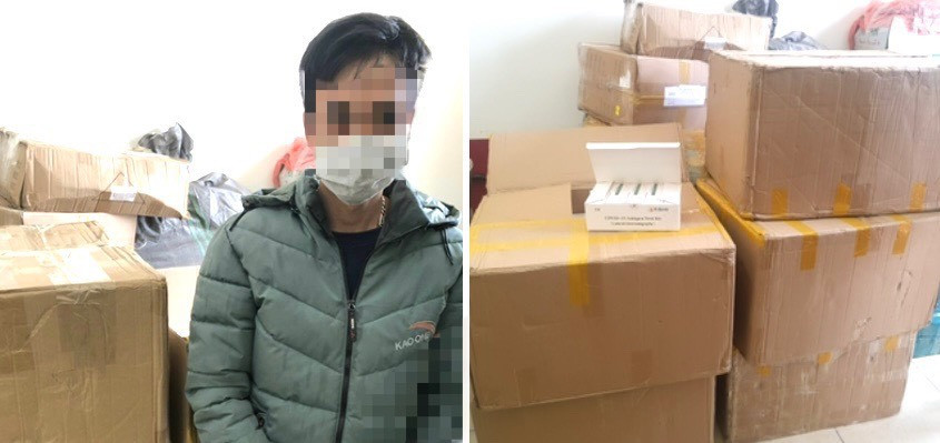 Công an quận Hoàng Mai phát hiện 3 nghìn bộ kit test nhanh Covid-19 nhập lậu. Ảnh: CACC Công an quận Hoàng Mai phát hiện 3 nghìn bộ kit test nhanh Covid-19 nhập lậu. Ảnh: CACC