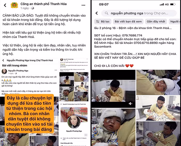  Tài khoản facebook có tên “Nguyễn Phương Nga” thường xuyên có bài viết kêu gọi từ thiện để lừa đảo.
