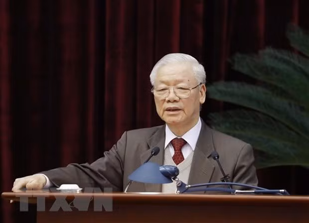 Tổng Bí thư Nguyễn Phú Trọng phát biểu tại Hội nghị. Ảnh: Phương Hoa/TTXVN