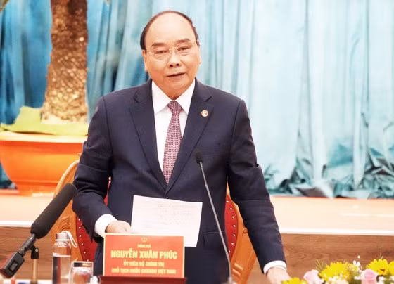 Chủ tịch nước Nguyễn Xuân Phúc phát biểu tại buổi làm việc