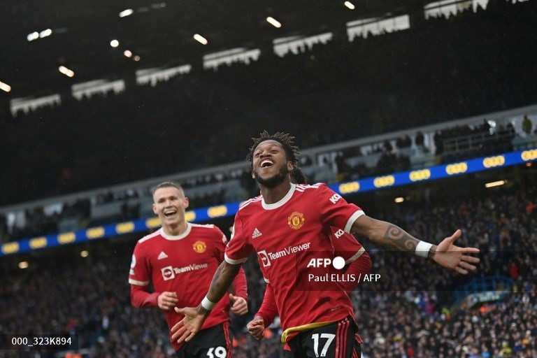 Chiến thắng cuối cùng thuộc về Man United với các bàn thắng của Fred và Anthony Elanga. Ảnh: AFP