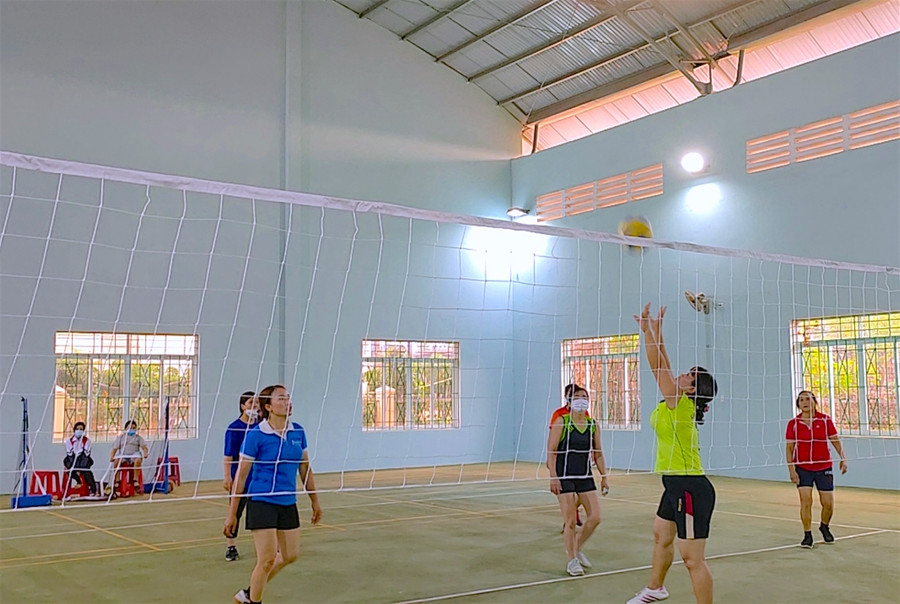 Những ngày này, các xã, phường đều đang triển khai cho vận động viên tích cực luyện tập, sẵn sàng cho Đại hội Thể dục thể thao cấp cơ sở. Ảnh: Mộc Trà