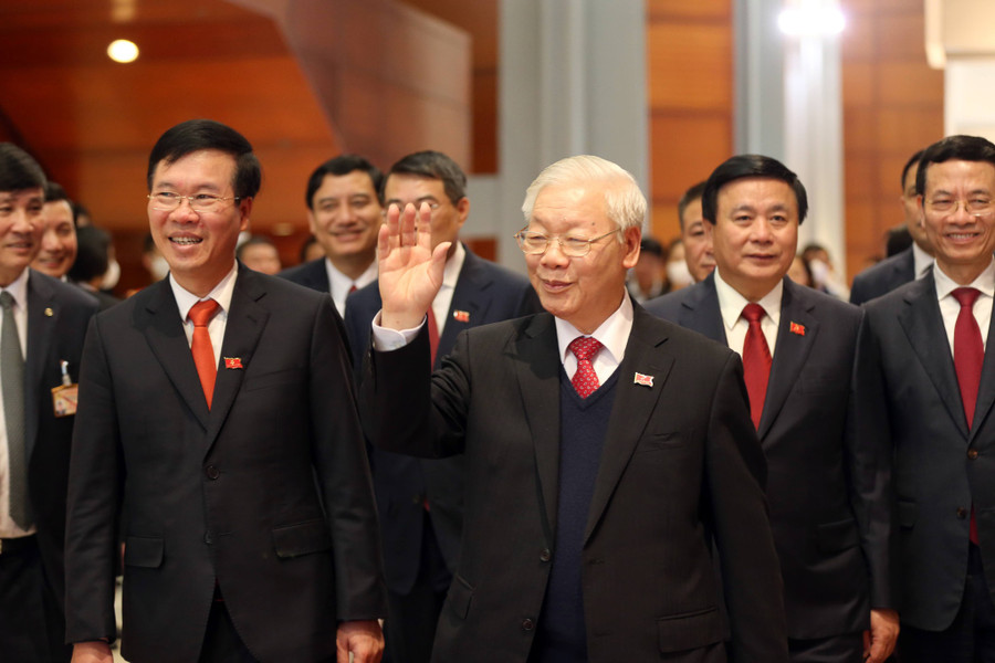 Tổng bí thư Nguyễn Phú Trọng tại Đại hội XIII của Đảng. GIA HÂN