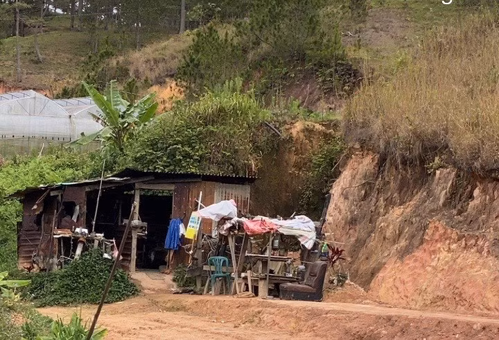 Nhiều năm qua ông Nguyễn Trường sống trong căn chòi tạm này. Ảnh: Lâm Viên