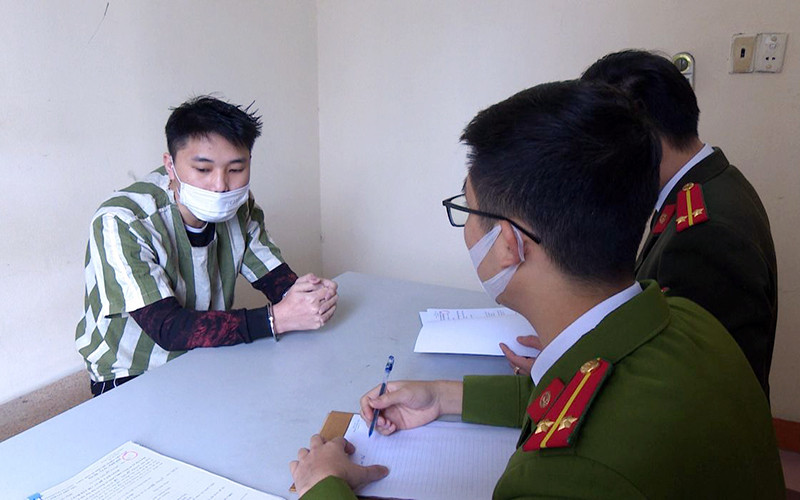 Đối tượng Lê Ngọc Hoàng Anh tại cơ quan công an. Đối tượng Lê Ngọc Hoàng Anh tại cơ quan công an.