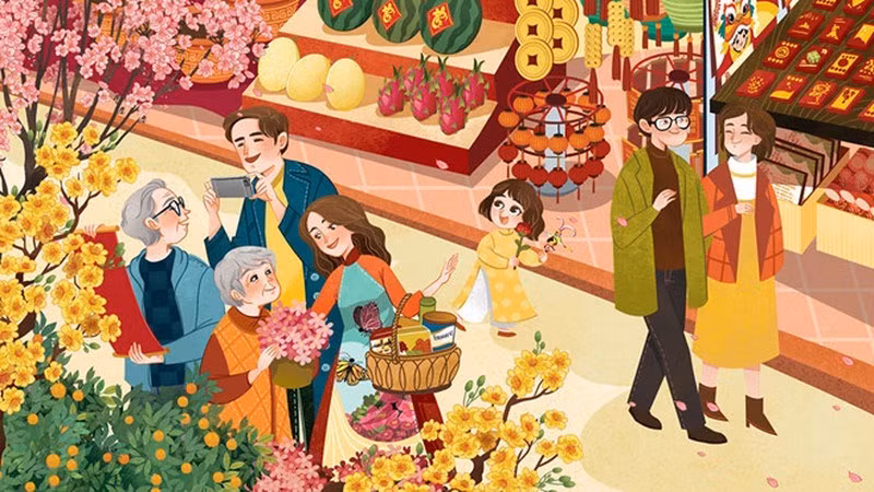 Chợ Tết. Ảnh minh họa