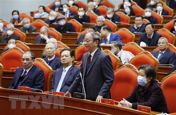 Đồng chí Phan Diễn, nguyên Ủy viên Bộ Chính trị, nguyên Thường trực Ban Bí thư phát biểu tại hội nghị. Ảnh: Phương Hoa/TTXVN