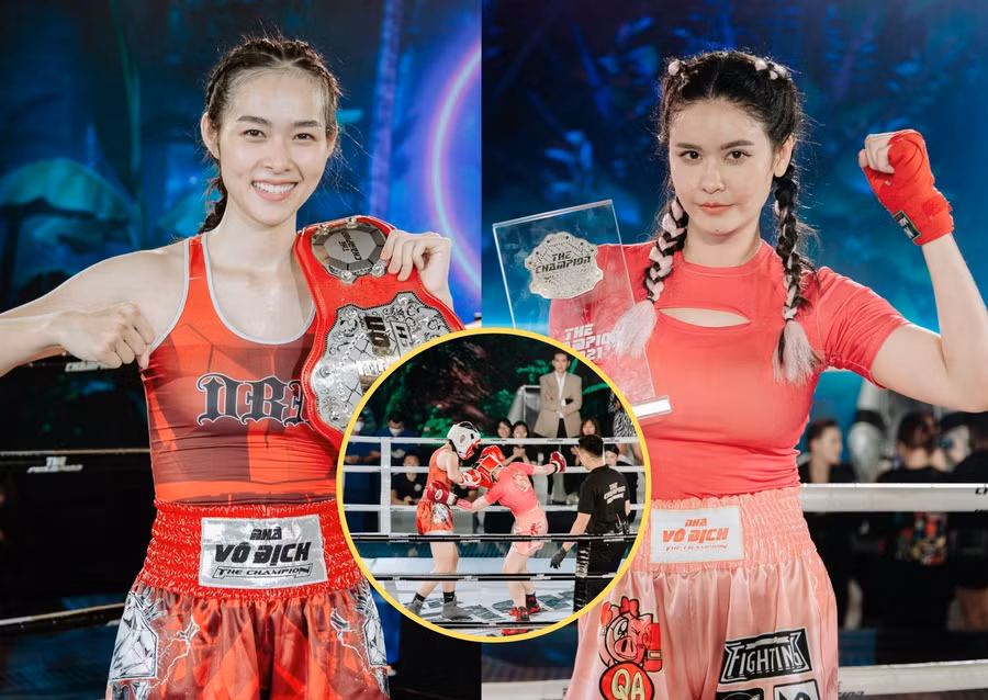 Diệp Bảo Ngọc hạ gục Trương Quỳnh Anh trên sàn đấu The Champion. Ảnh: BTC