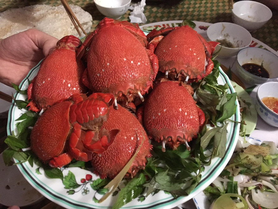 Du lịch đảo Lý Sơn, du khách được thưởng thức Cua huỳnh đế - đặc sản tại đảo Lý Sơn bạn nên thử. Ảnh: Tranghoang com