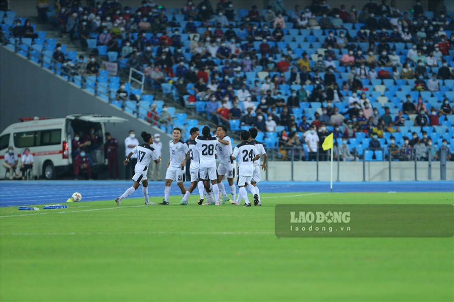 U23 Timor Leste ăn mừng bàn mở tỉ số. Ảnh: TV U23 Timor Leste ăn mừng bàn mở tỉ số. Ảnh: TV