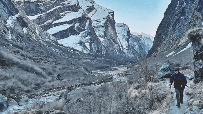 Hình chụp ở MBC, một điểm cách đích không xa. Lúc này, nhóm đang ở độ cao 3.700m