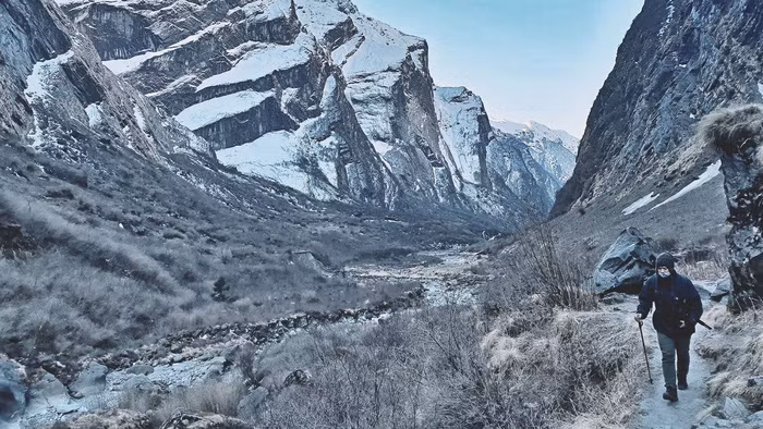 Hình chụp ở MBC, một điểm cách đích không xa. Lúc này, nhóm đang ở độ cao 3.700m