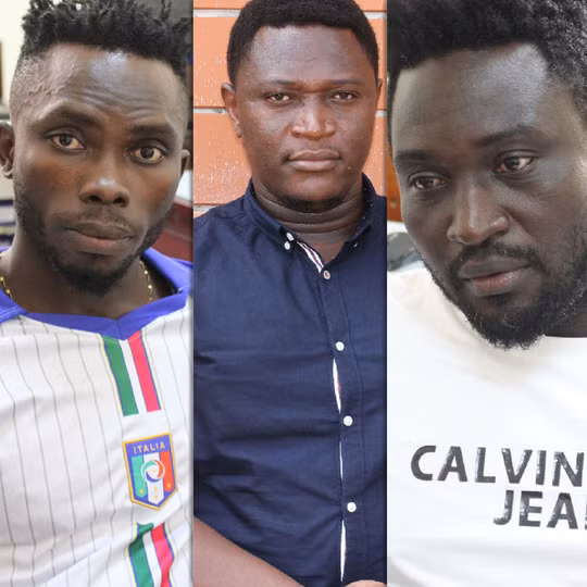 3 nghi phạm (từ trái qua): Ifeanyi Matthew Anthony, Monthe De Fouda Martial và Nguyễn Hằng Tcheuko Minh. Ảnh: Công an cung cấp