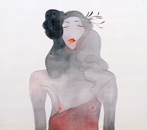 Tác phẩm “Lan dại” (mực acrylic trên lụa, 57cm x 70cm, 2017)