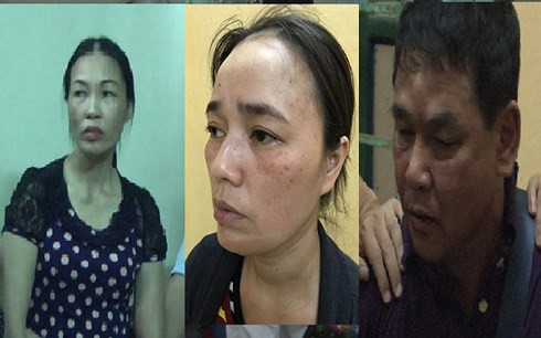 Bà trùm Bùi Thị Tình (trái) cầm đầu đường dây ma túy liên tỉnh và hai đồng phạm là Đào Thị Phượng (giữa) và Nguyễn Thanh Bình (phải).