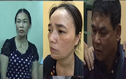 Bà trùm Bùi Thị Tình (trái) cầm đầu đường dây ma túy liên tỉnh và hai đồng phạm là Đào Thị Phượng (giữa) và Nguyễn Thanh Bình (phải).