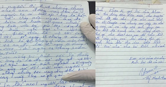 Thư tuyệt mệnh 2 vợ chồng để lại cho người thân  Thư tuyệt mệnh 2 vợ chồng để lại cho người thân