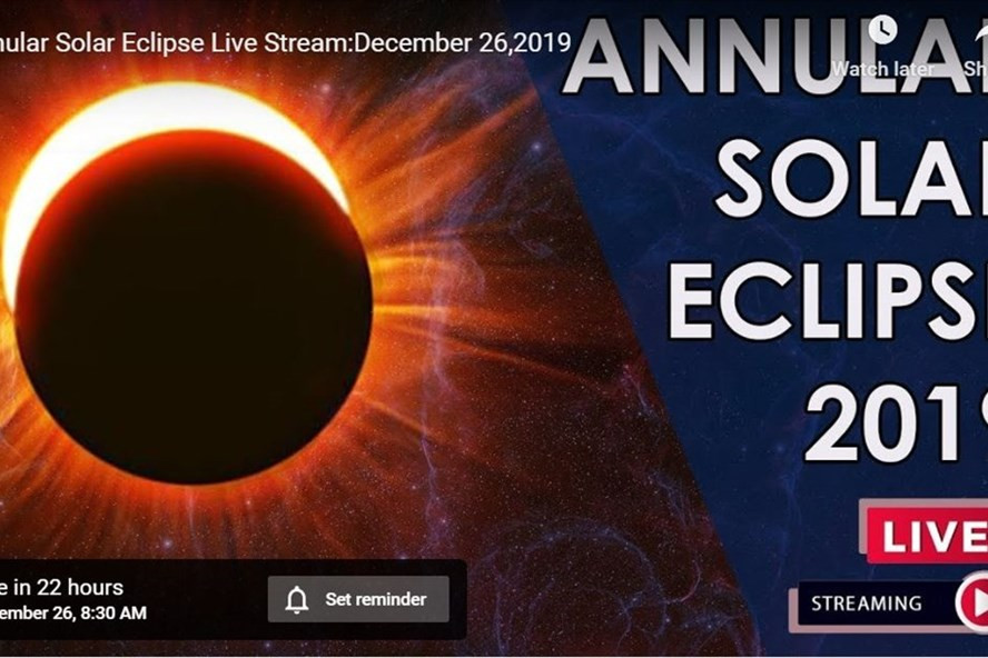 Nhật thực hình khuyên xuất hiện vào ngày 26.12. Ảnh: RT