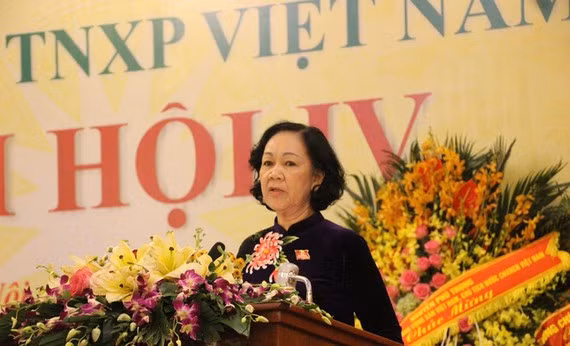 Bà Trương Thị Mai phát biểu tại đại hội