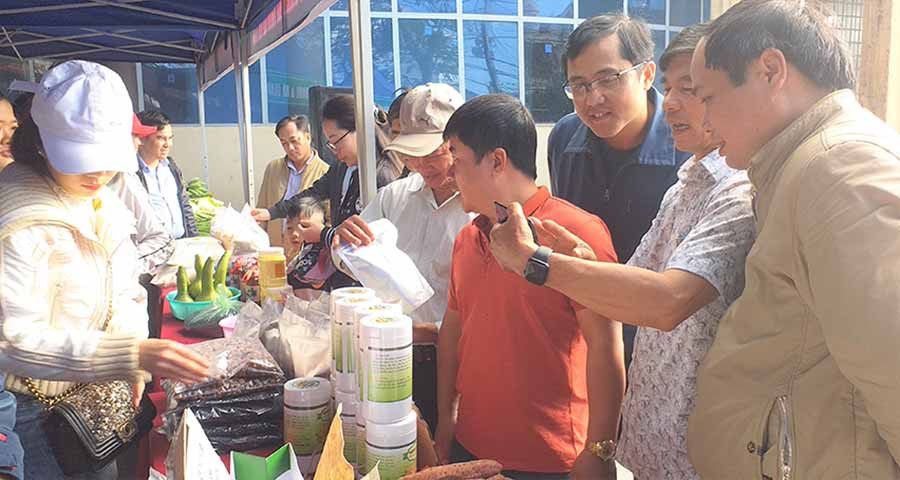  Người dân mua sắm tại các gian hàng. Ảnh: Đinh Yến