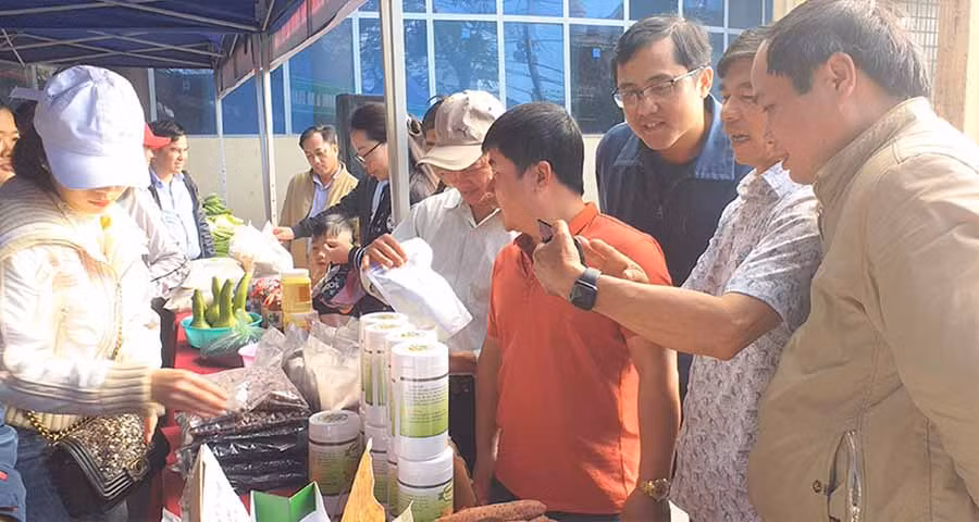  Người dân mua sắm tại các gian hàng. Ảnh: Đinh Yến