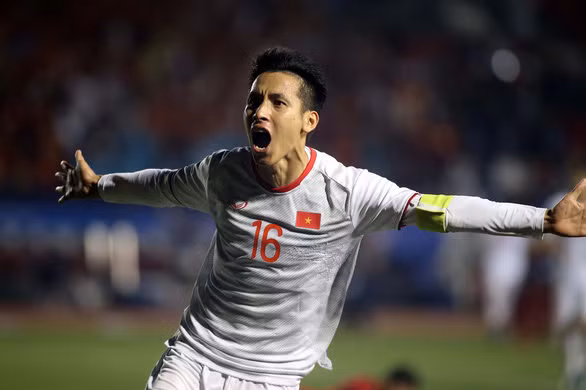 Hùng Dũng ăn mừng bàn thắng trong trận chung kết SEA Games 2019 - Ảnh: N.K