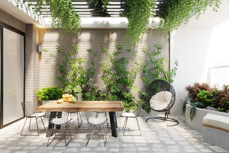 Trên khu vực sân thượng, chủ nhà đặt thêm một bộ bàn ghế để các thành viên có thể ngồi uống trà, trò chuyện hay tổ chức tiệc ngoài trời. Trên khu vực sân thượng, chủ nhà đặt thêm một bộ bàn ghế để các thành viên có thể ngồi uống trà, trò chuyện hay tổ chức tiệc ngoài trời.