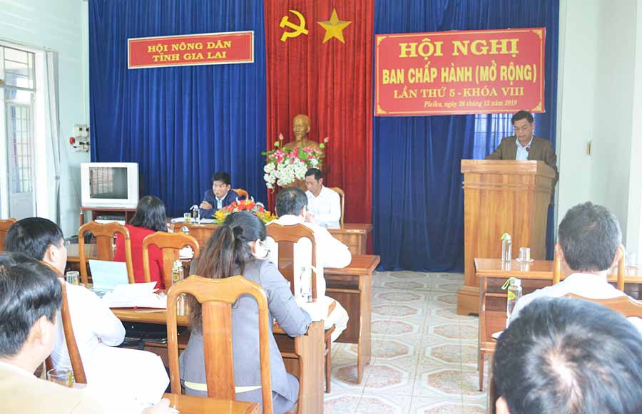 Hội nghị Ban Chấp hành Hội Nông dân tỉnh (mở rộng) lần thứ 5, khóa VIII, nhiệm kỳ 2018-2023. Ảnh: Hoàng Cư  Hội nghị Ban Chấp hành Hội Nông dân tỉnh (mở rộng) lần thứ 5, khóa VIII, nhiệm kỳ 2018-2023. Ảnh: Hoàng Cư