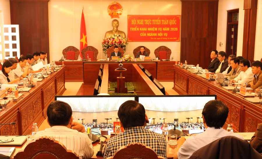 Quang cảnh hội nghị tại điểm cầu Gia Lai. Ảnh: Ngọc Sang