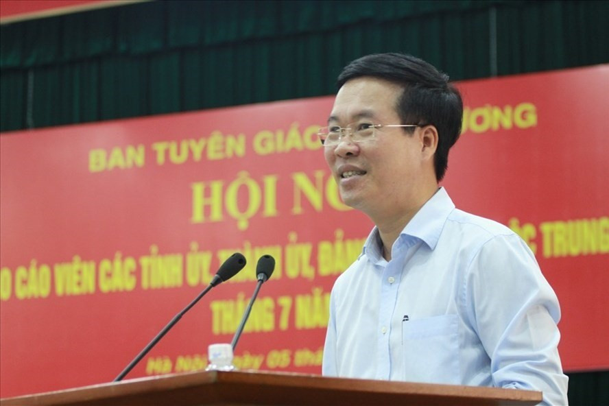 Ủy viên Bộ Chính trị, Bí thư Trung ương Đảng, Trưởng Ban Tuyên giáo Trung ương Võ Văn Thưởng. Ảnh Trần Vương
