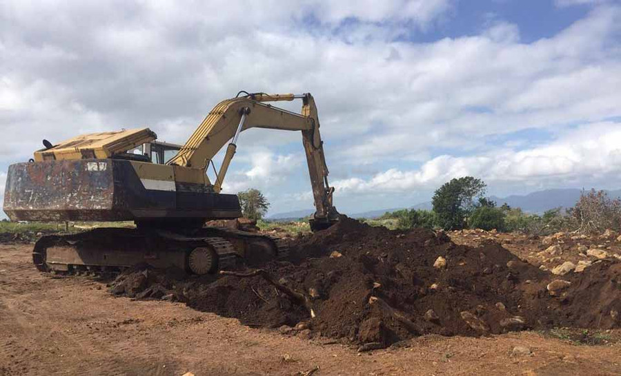 Hiện trường vụ khai thác đá trái phép. Ảnh: Văn Ngọc