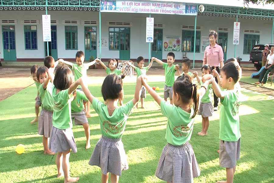Các cháu Trường Mầm non Sao Mai (huyện Đức Cơ) trong giờ vui chơi. Ảnh: P.N  Các cháu Trường Mầm non Sao Mai (huyện Đức Cơ) trong giờ vui chơi. Ảnh: P.N