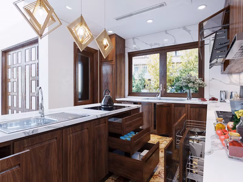 Ngăn kéo thông minh giúp căn bếp lúc nào cũng gọn gàng.