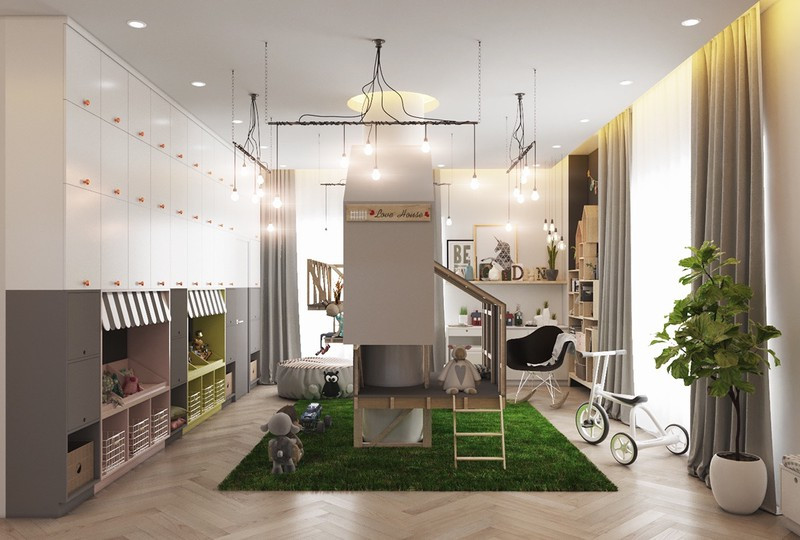 Một ngôi nhà hình trò chơi đặt ở trung tâm căn phòng được bố mẹ ưu tiên cho bé có ước mơ trở thành kỹ sư xây dựng khi lớn lên. Một ngôi nhà hình trò chơi đặt ở trung tâm căn phòng được bố mẹ ưu tiên cho bé có ước mơ trở thành kỹ sư xây dựng khi lớn lên.