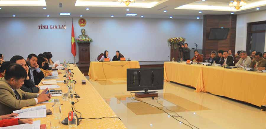 Quang cảnh hội nghị tại điểm cầu Gia Lai. Ảnh: Đinh Yến