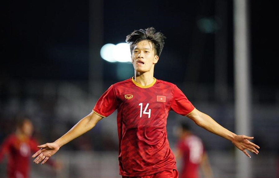  Hoàng Đức tỏa sáng mang chiến thắng về cho U22 Việt Nam. (Nguồn: Thanhnien.vn)