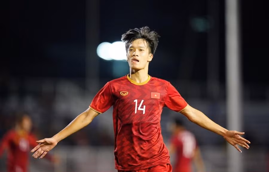  Hoàng Đức tỏa sáng mang chiến thắng về cho U22 Việt Nam. (Nguồn: Thanhnien.vn)