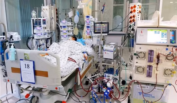 Bác sĩ thực hiện phương pháp ECMO kết hợp với lọc máu, đặt máy tạo nhịp, máy thở,... để cứu sống bệnh nhân.