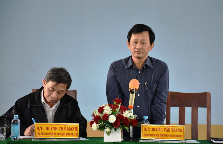 Bí thư Tỉnh ủy Dương Văn Trang phát biểu chỉ đạo tại buổi làm việc. Ảnh: Trần Dung