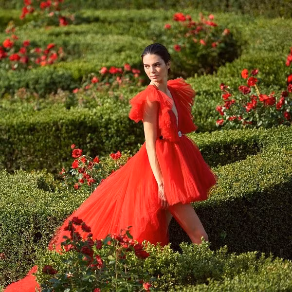  Kendall Jenner là người đầu tiên mặc kiểu váy Giambattista Valli x H&M vào hồi hè khi cô tham gia tiệc amfAR thuộc LHP Cannes 2019