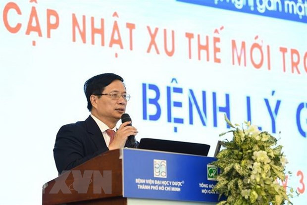 Thiếu tướng, giáo sư, tiến sỹ, bác sỹ Lê Trung Hải, Chủ tịch Hội Gan mật Việt Nam phát biểu khai mạc hội nghị. (Ảnh: Đinh Hằng/TTXVN) Thiếu tướng, giáo sư, tiến sỹ, bác sỹ Lê Trung Hải, Chủ tịch Hội Gan mật Việt Nam phát biểu khai mạc hội nghị. (Ảnh: Đinh Hằng/TTXVN)