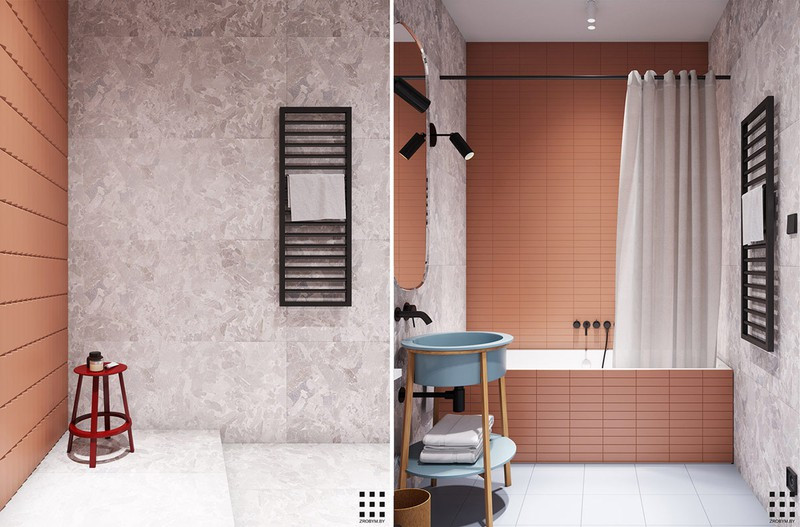 Trắng, hồng và xanh pastel tiếp tục là chủ đề chính trong phòng tắm.